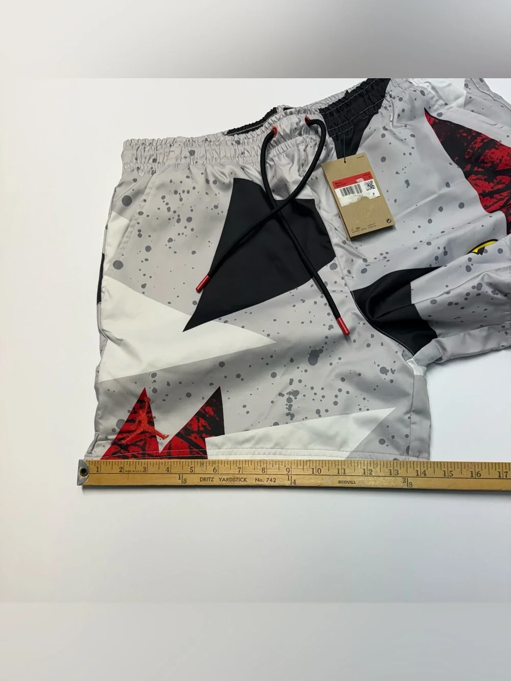 Jordan Essentials Poolside Shorts Men’s Size L Cement Grey- Red IB8818-011 NWT